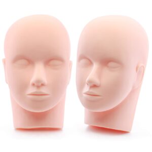 foraineam 2-pack practice training head rubber cosmetology mannequin doll face head for eyelashes makeup massage practice