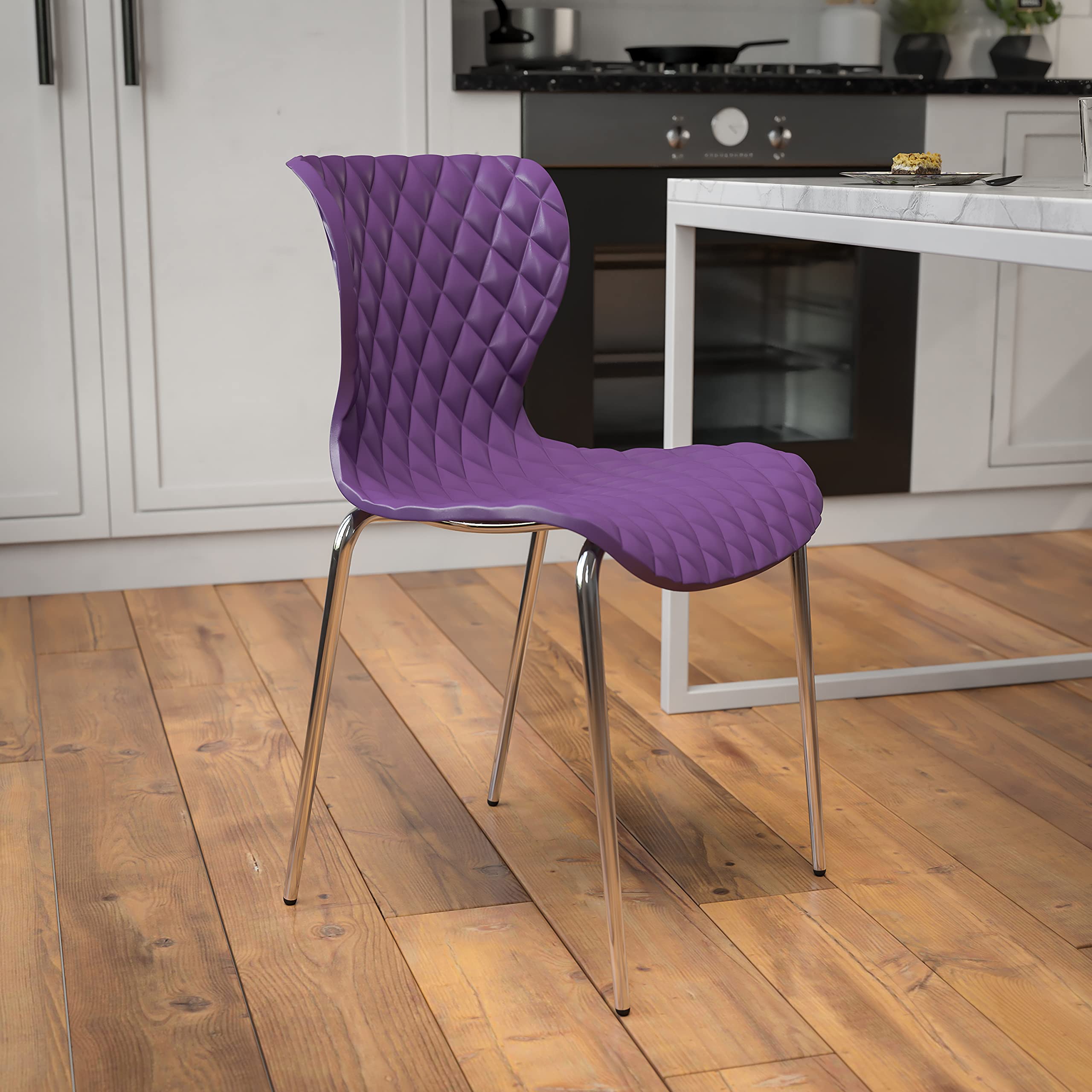 EMMA + OLIVER Contemporary Design Purple Plastic Stack Chair