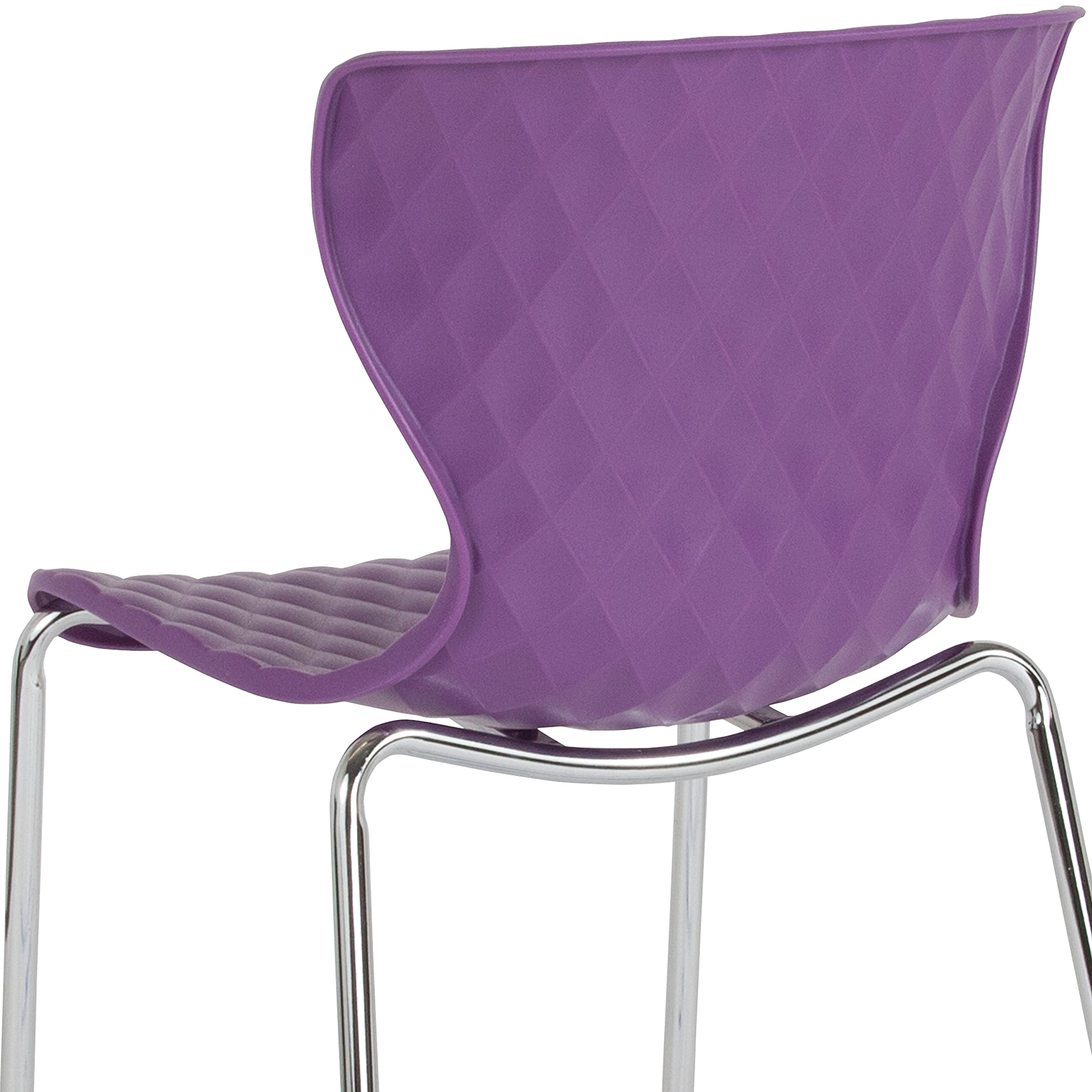 EMMA + OLIVER Contemporary Design Purple Plastic Stack Chair