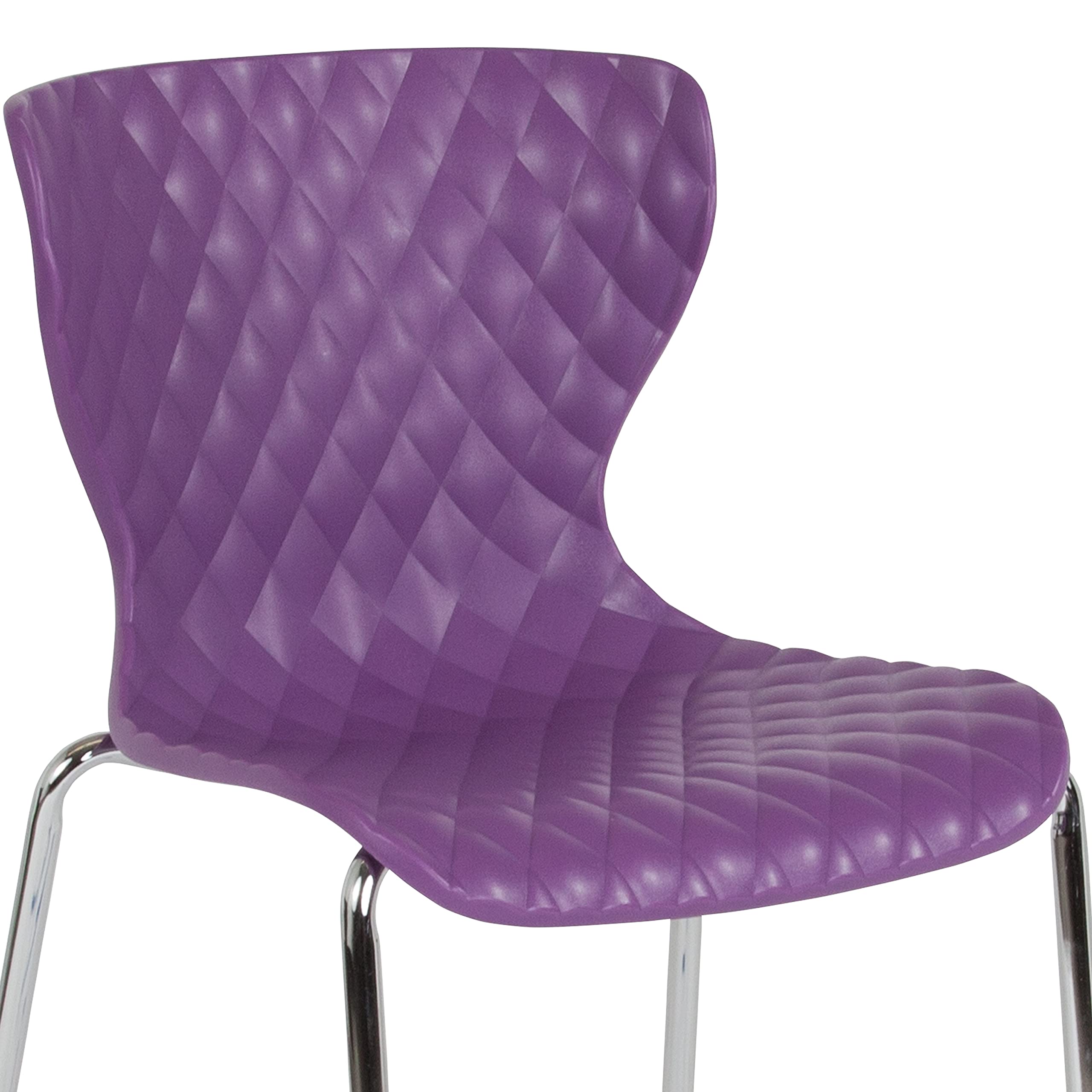 EMMA + OLIVER Contemporary Design Purple Plastic Stack Chair