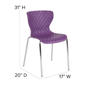 EMMA + OLIVER Contemporary Design Purple Plastic Stack Chair