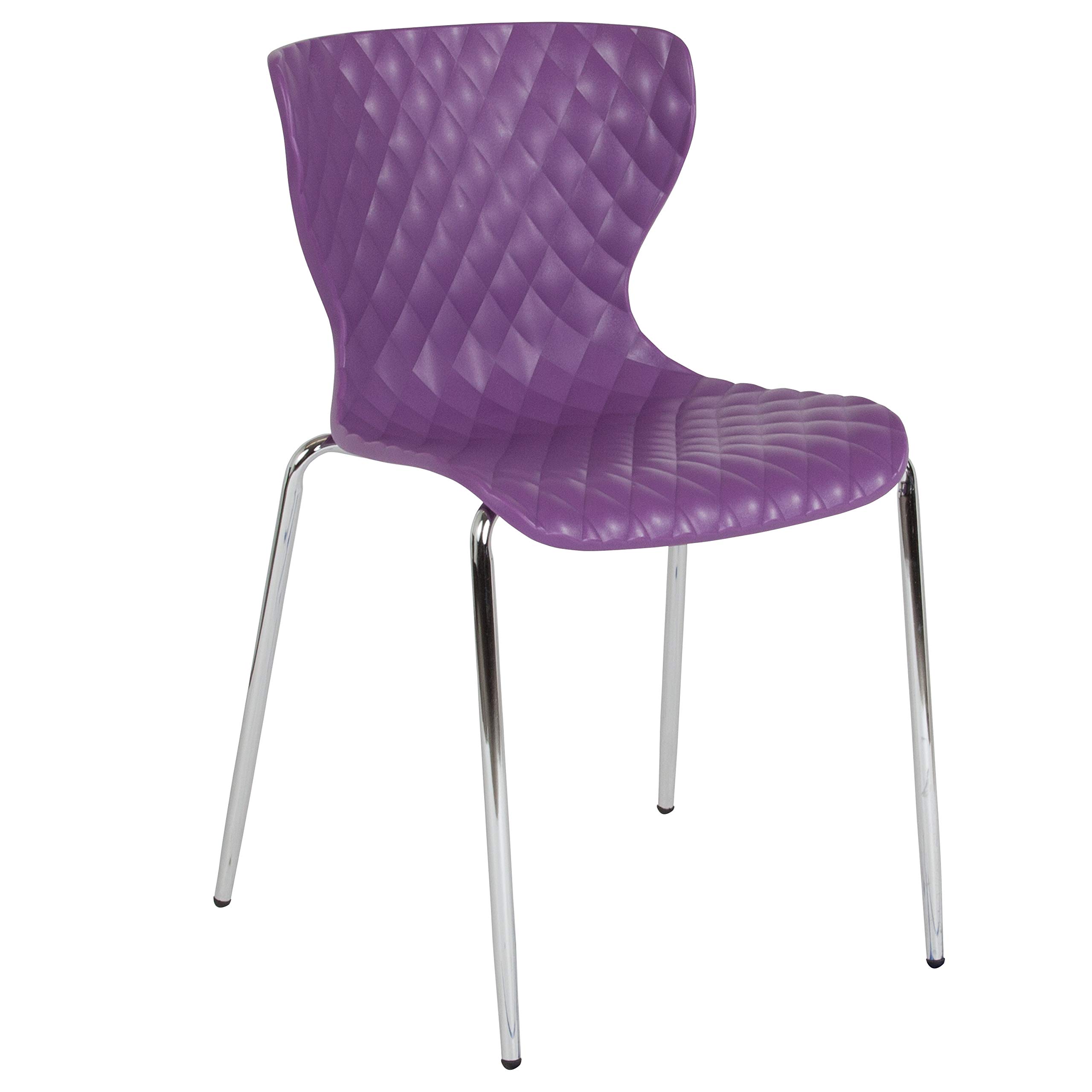 EMMA + OLIVER Contemporary Design Purple Plastic Stack Chair