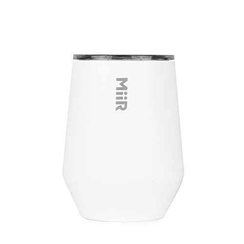 MiiR, 10oz Insulated Stemless Wine Glass - Stainless Steel, Press-on Lid, Spill Proof Tumbler for Camping, BBQ, Picnic and Home, White