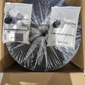 Squirrel Guard 8" Kit. 100 ft. PVC Coated Galvanized Steel Roll with 100 Aluminum Fasteners