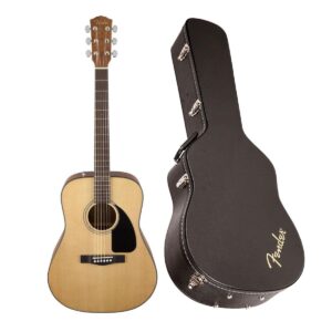 fender cd-60 dreadnought v3 acoustic guitar, with 2-year warranty, natural, with case