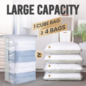 TAILI Vacuum Storage Bags 4 Pack, Space Saver Bags, Jumbo Cube (31x40x15 Inch), Extra Large Vacuum Sealer Bags for Comforters Blankets Bedding Duvet, Closet Organizers, Space Bags Vacuum Storage Bags