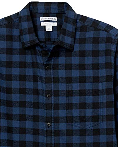 Amazon Essentials Men's Slim-Fit Long-Sleeve Plaid Flannel Shirt (Limited Edition Colors), Green Navy Plaid, Medium