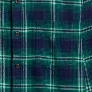 Amazon Essentials Men's Slim-Fit Long-Sleeve Plaid Flannel Shirt (Limited Edition Colors), Green Navy Plaid, Medium