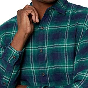 Amazon Essentials Men's Slim-Fit Long-Sleeve Plaid Flannel Shirt (Limited Edition Colors), Green Navy Plaid, Medium