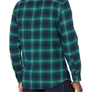 Amazon Essentials Men's Slim-Fit Long-Sleeve Plaid Flannel Shirt (Limited Edition Colors), Green Navy Plaid, Medium