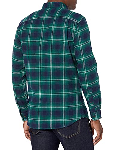 Amazon Essentials Men's Slim-Fit Long-Sleeve Plaid Flannel Shirt (Limited Edition Colors), Green Navy Plaid, Medium