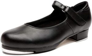 nleahershoe slide buckle leather tap shoes dancing shoes for women,ladies,girls, black (10.5 b(m) us)