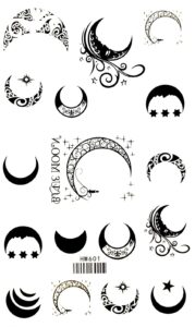 crescent moon moon in sky beautiful cartoon 4x8 in megadee tattoo sticker body arm leg body art beauty makeup cool removable waterproof tattoo sticker great as happy gift (tattoo sticker 101)