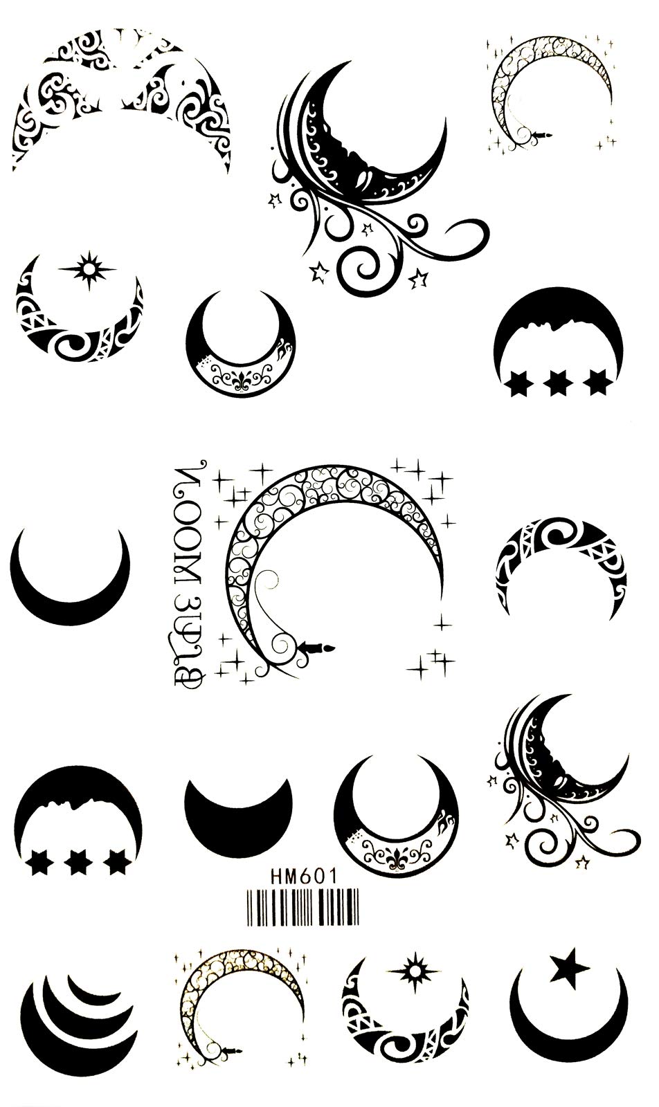 Crescent moon Moon in sky Beautiful cartoon 4X8 in MEGADEE Tattoo Sticker Body Arm Leg Body Art Beauty Makeup Cool Removable Waterproof Tattoo Sticker Great as happy gift (Tattoo Sticker 101)