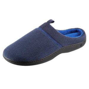 isotoner men's slippers, open back slip on with gel infused memory foam, indoor/outdoor sole and skid resistance