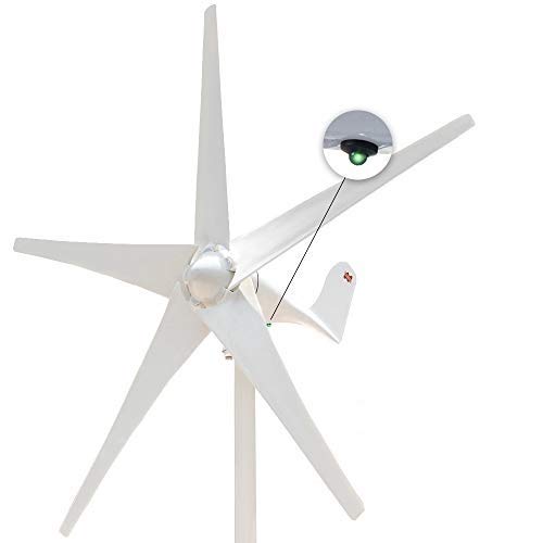 Marsrock 400W Windmill 24V AC with Charging LED Small Wind Turbine Generator MPPT Controller for Wind Solar Hybrid System 2m/s Low Start Wind Speed with 5 Blades(5S-400H-24W)