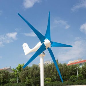 Marsrock 400W Windmill 24V AC with Charging LED Small Wind Turbine Generator MPPT Controller for Wind Solar Hybrid System 2m/s Low Start Wind Speed with 5 Blades(5S-400H-24W)