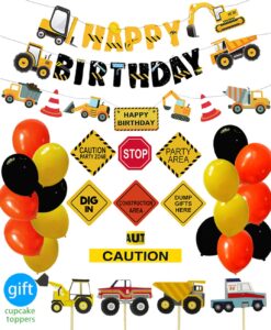 construction birthday party supplies dump truck party decorations kits set for kids birthday party 51 pack