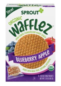 sprout organic baby food, stage 4 toddler snacks, blueberry apple wafflez, single serve waffles 5 count(pack of 10)