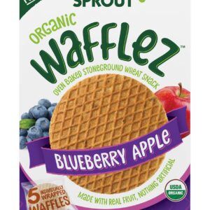 Sprout Organic Baby Food, Stage 4 Toddler Snacks, Blueberry Apple Wafflez, Single Serve Waffles 5 Count(Pack of 10)