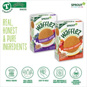 Sprout Organic Baby Food, Stage 4 Toddler Snacks, Blueberry Apple Wafflez, Single Serve Waffles 5 Count(Pack of 10)