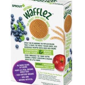 Sprout Organic Baby Food, Stage 4 Toddler Snacks, Blueberry Apple Wafflez, Single Serve Waffles 5 Count(Pack of 10)