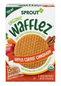 sprout organic baby food, stage 4 toddler snacks, apple carrot cinnamon wafflez, single serve waffles 5 count(pack of 1)