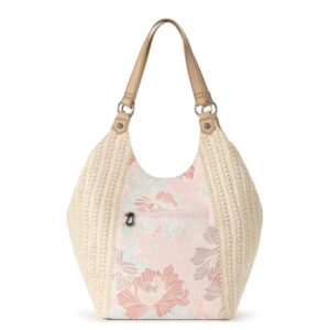 Sakroots Roma Straw Shopper, Petal Pink Flower Blossom