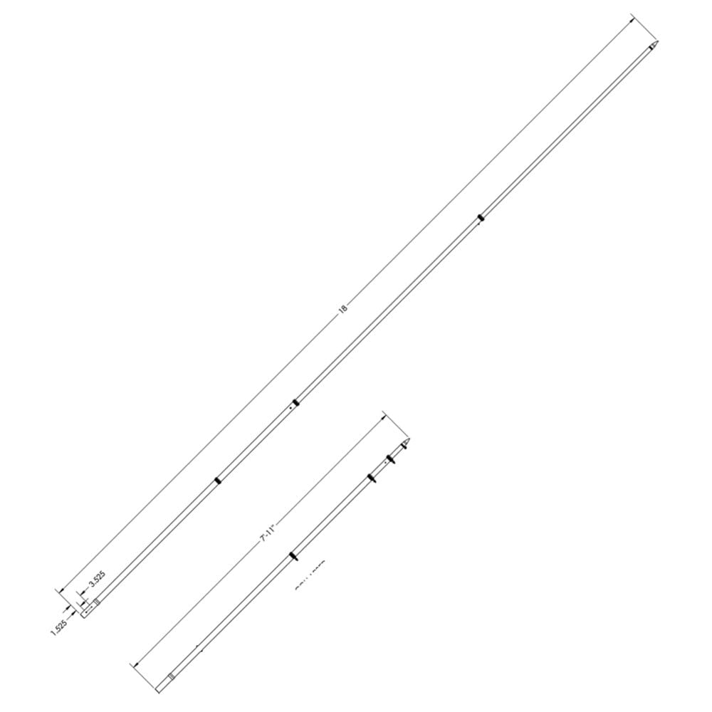 TACO METALS Taco Marine OT-0318HD-VEL Deluxe Aluminum Tele-Outrigger Poles - 18', Silver