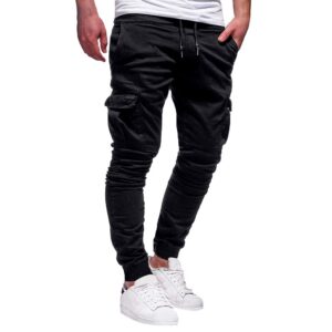 fashion sport pants, mens hip hop joggers pants casual athletic running track drawstring sweatpants trousers (black, xxxl)
