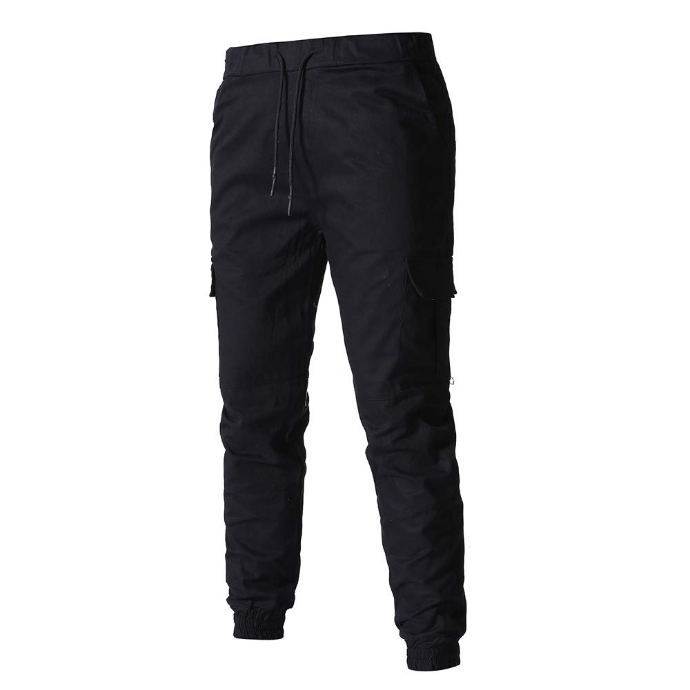 Fashion Sport Pants, Mens Hip Hop Joggers Pants Casual Athletic Running Track Drawstring Sweatpants Trousers (Black, L)