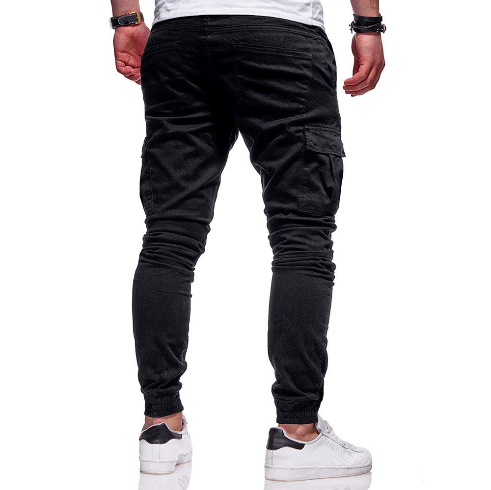 Fashion Sport Pants, Mens Hip Hop Joggers Pants Casual Athletic Running Track Drawstring Sweatpants Trousers (Black, L)