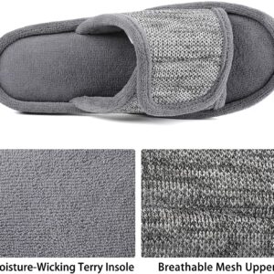 RockDove Men's Adjustable Wrap Memory Foam Slide Slipper, Size 11-12 US Men, Grey