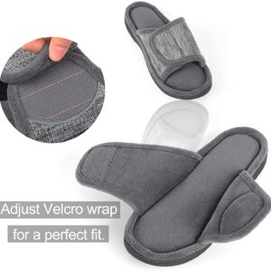 RockDove Men's Adjustable Wrap Memory Foam Slide Slipper, Size 11-12 US Men, Grey