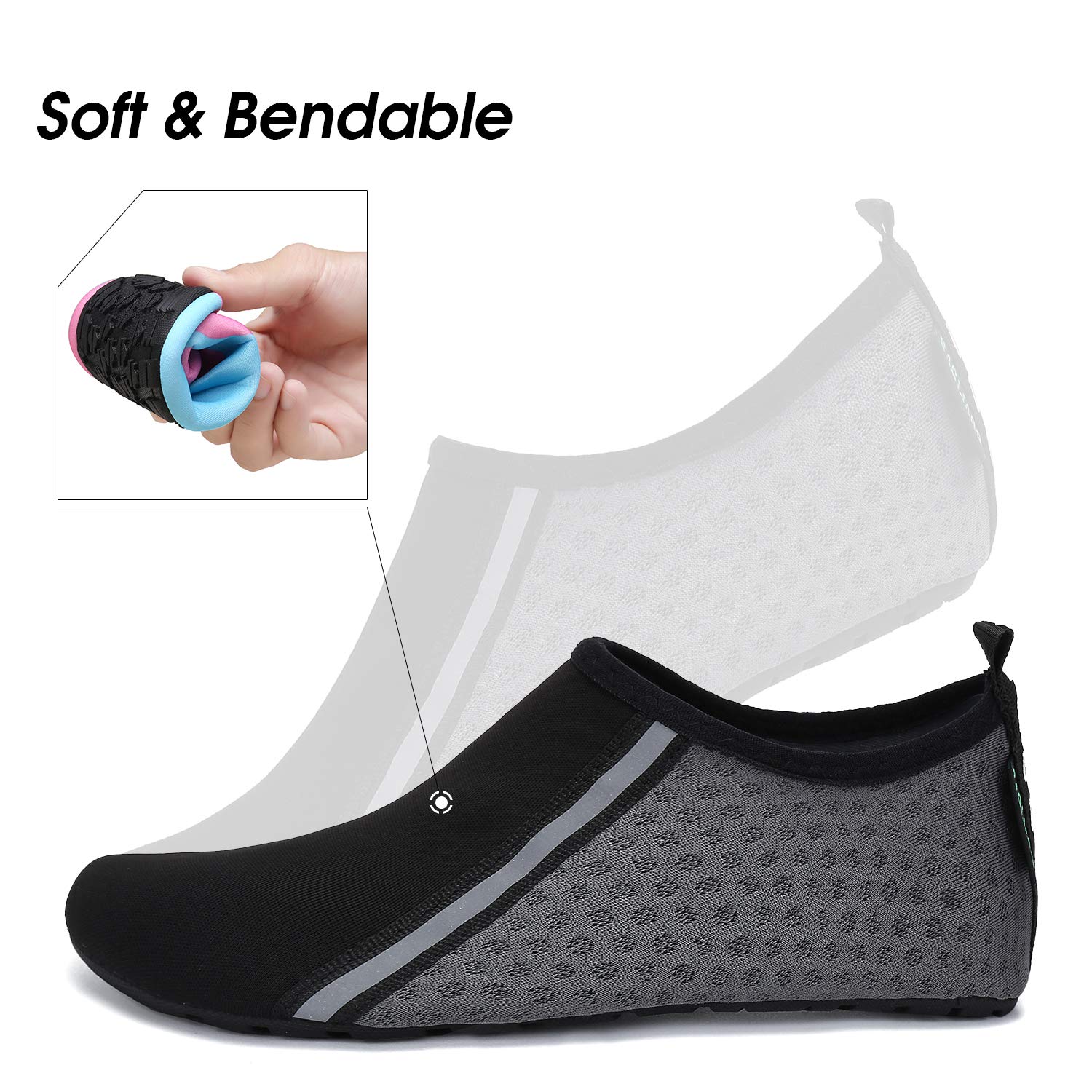 Mens Womens Quick Dry Water Shoes Barefoot Aqua Socks Beach Swim Diving Surf Kayaking Yoga Trip Outdoor Exercise