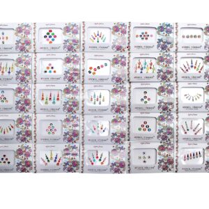 Avador Pack of 25 Assorted Bindi Multiple Sizes Multiple Designs Bollywood Indian Bride for Forehead