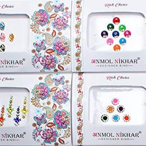 Avador Pack of 25 Assorted Bindi Multiple Sizes Multiple Designs Bollywood Indian Bride for Forehead