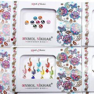 Avador Pack of 25 Assorted Bindi Multiple Sizes Multiple Designs Bollywood Indian Bride for Forehead