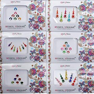 Avador Pack of 25 Assorted Bindi Multiple Sizes Multiple Designs Bollywood Indian Bride for Forehead