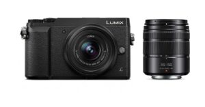 panasonic lumix gx85 camera with 12-32mm and 45-150mm lens bundle, 4k, 5 axis body stabilization, 3 inch tilt and touch display, dmc-gx85wk (black usa) (renewed)