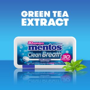 Mentos Clean Breath Hard Mints Sugar Free Candy, Peppermint, (Pack of 12)