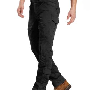 AKARMY Men's Hiking Pants Casual Camouflage Multi-Pocket Cargo Work Pants G3WF Black