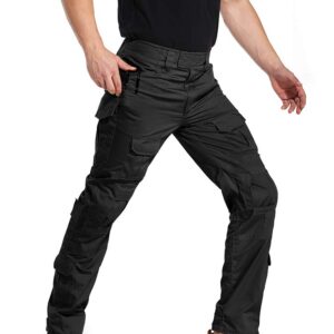 AKARMY Men's Hiking Pants Casual Camouflage Multi-Pocket Cargo Work Pants G3WF Black