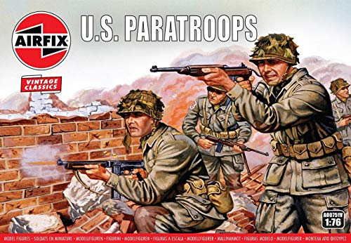 Airfix Vintage Classics WWII US Paratroops 1:76 Military Plastic Model Figures A00751V