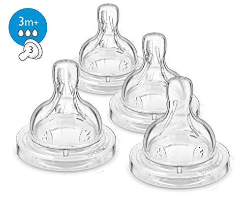 Philips Avent Anti-colic Baby Bottle Medium Flow Nipple, 4pk, Flow 3, SCF423/47