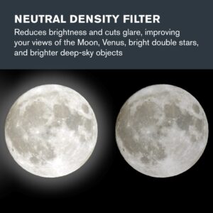 Celestron – Neutral Density Filter for Telescope Eyepiece – Moon Filter Cuts Glare – Great for Venus & Double Stars – 13% Light Transmission – Works with Telescopes That Accept 1.25" Eyepieces