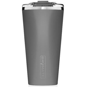 brümate imperial pint - 20oz 100% leak-proof insulated tumbler with lid - double wall vacuum stainless steel - shatterproof - travel & camping tumbler for beer, cocktails, coffee & tea (matte gray)