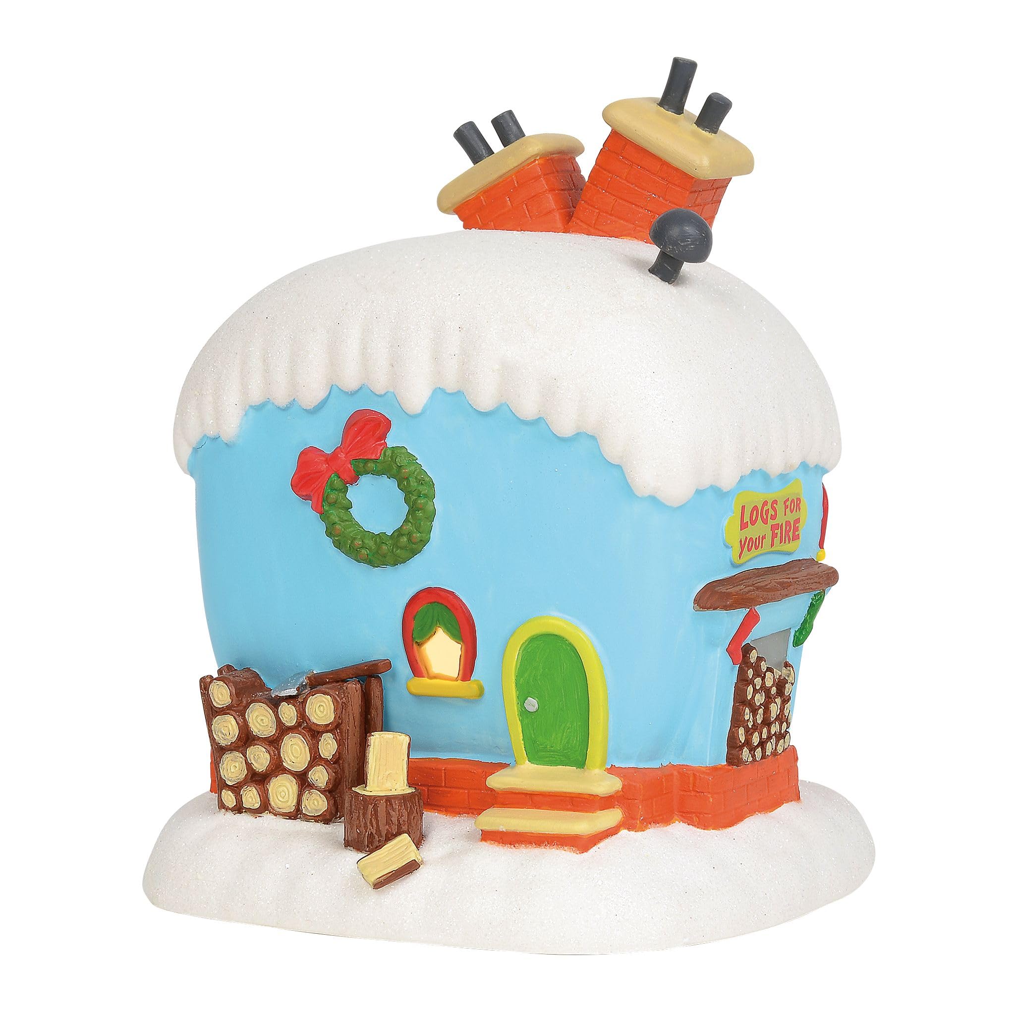 Department 56 Dr. Seuss The Grinch Village Flue Who's Fireplace Place Lit Building, 8.5 Inch, Multicolor