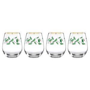 lenox 888202 holiday 4-piece stemless wine glasses