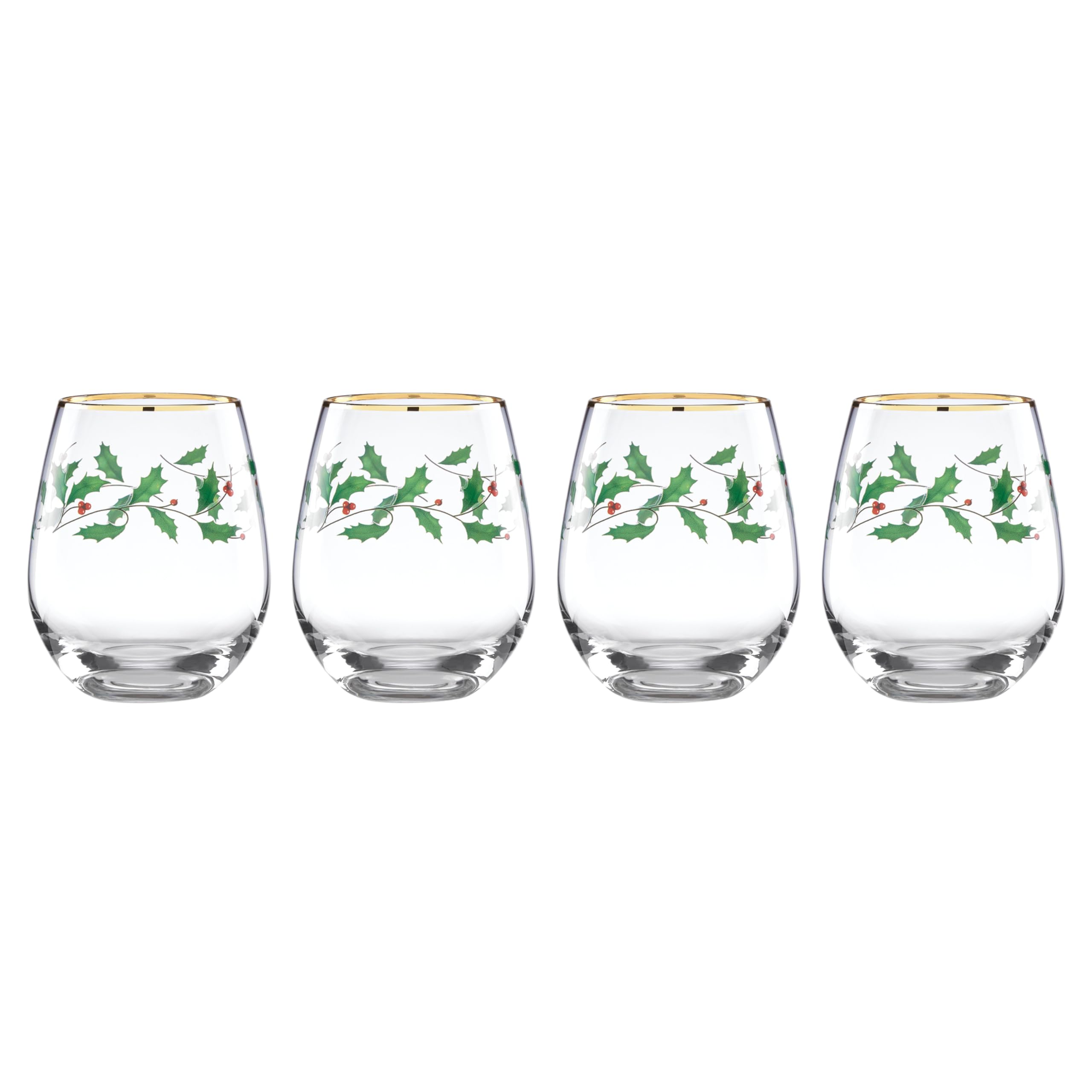 Lenox 888202 Holiday 4-Piece Stemless Wine Glasses